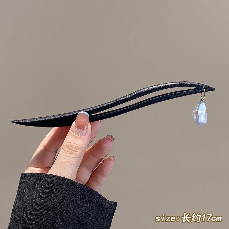 MJartoria Chinese Flower Hair Forks Long Tassels Chopsticks Hairpins Clips Hair Stick Wooden Imitation Pearls Bead Step Shake Wedding Gift