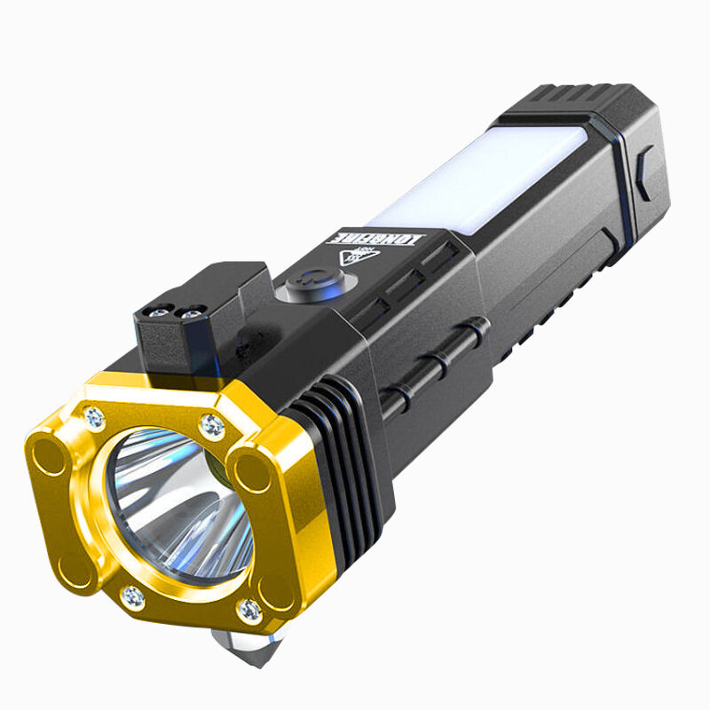Strong Light Flashlight Outdoor Multi Function COB Work Light Car Safety Hammer Emergency Fire Self Rescue Broken Window