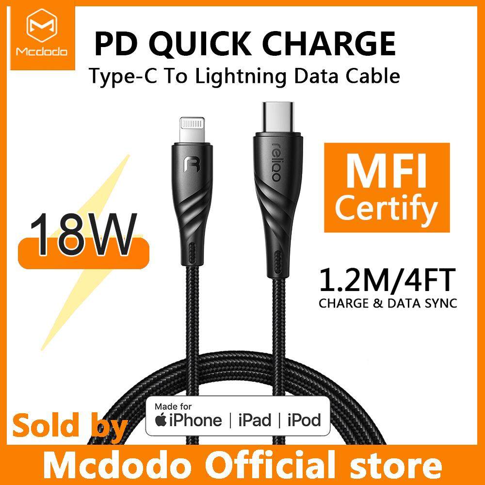 Mcdodo USB-C PD Fast Charging Cable Type C to For Lightning 18W 2A Charger Data USB C to For iPhone XR XS Max 8 Plus 11 Pro  iphone 12 pro max PD ISO 14 Cable