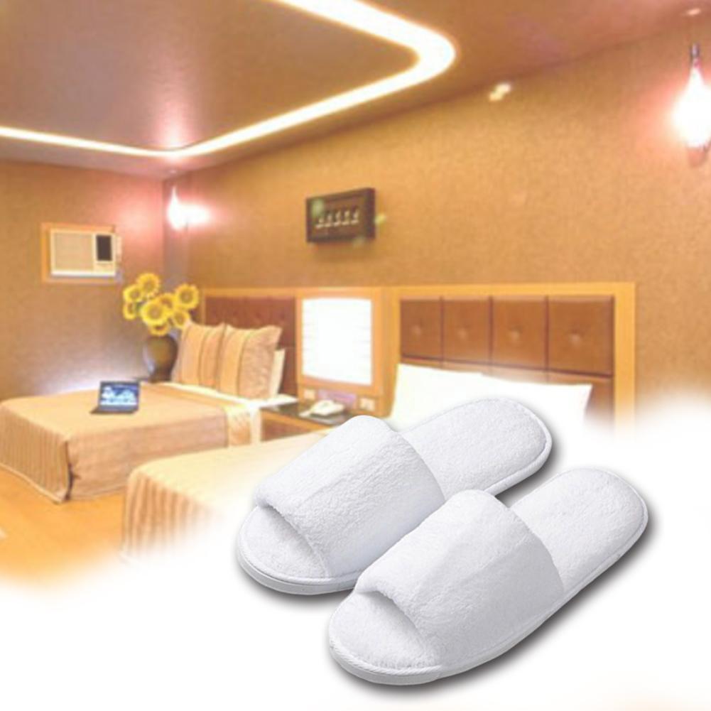 Gnfhsv 5 Pairs Disposable Slippers Hospitality Linen Cotton Velvet Closed Toe Slippers with Women and Men or Slippers Fits Hotel Fits Most Men and Women - Perfect for Home, Hotel, or Commercial Use