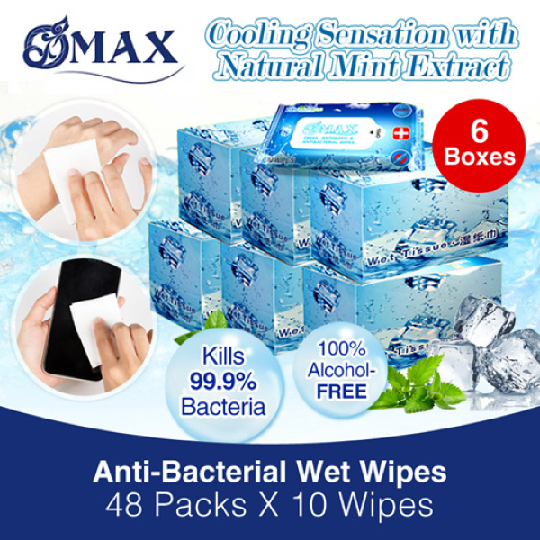 OMAX SG ⚡ ANTIBACTERIAL TISSUE ⚡ SPORTS , GYM , OUTDOOR, TRAVEL  ,ICY MINT WET WIPES  ,8~ 48 PACKS, LOCAL DELIVERY