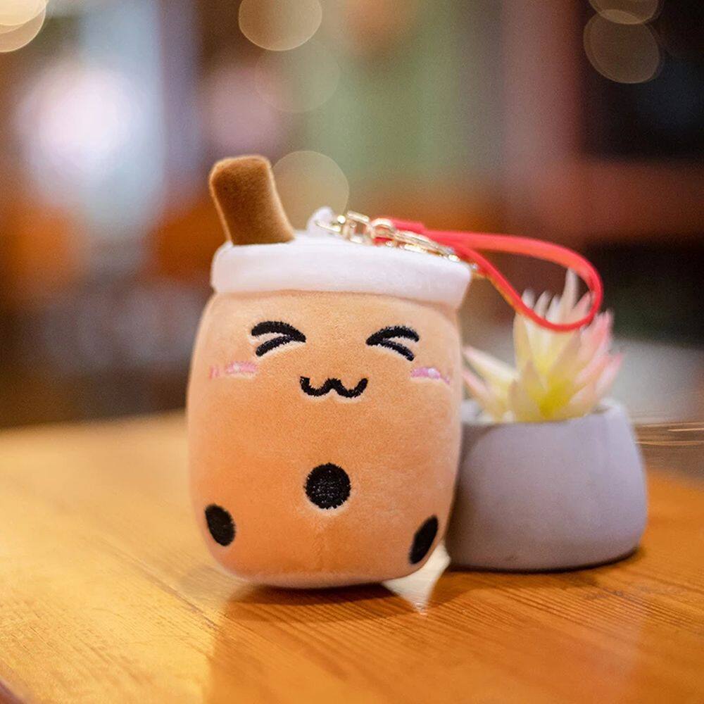 SALLY Cute Creative Birthday Gifts for Girls Children Men Stuffed Boba Doll Car Key Ring Ornaments Women Key Chain Plush Toy Pendant Bubble Milk Tea Keychain