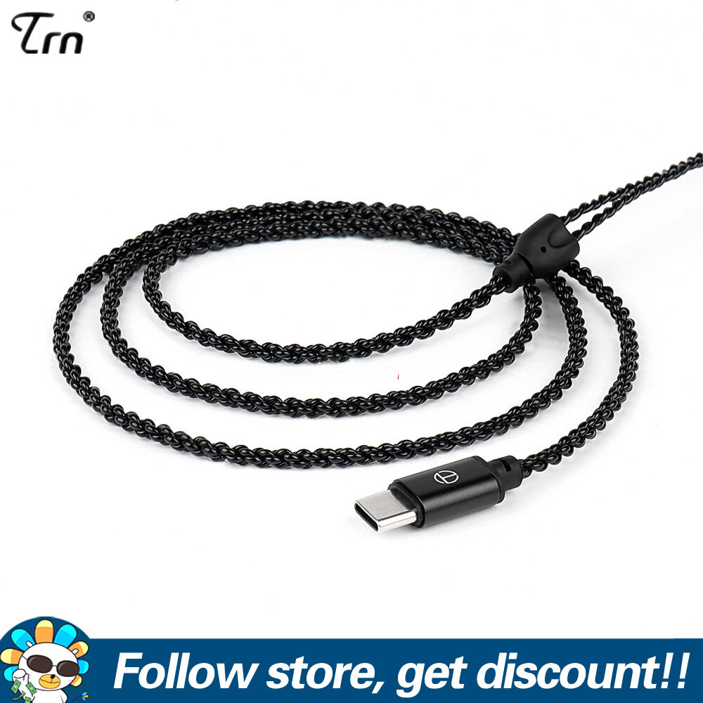 TRN A6 Type-C Earphone Upgrade Cable High Definition Digital Decoding Earbuds Upgraded Line 2Pin HiFi Headphone Replacement Cable Upgrate Headsets Wire For KZ ZSN AS16 DQ6S EDS EDA EDX ZS10 Pro GK GS1