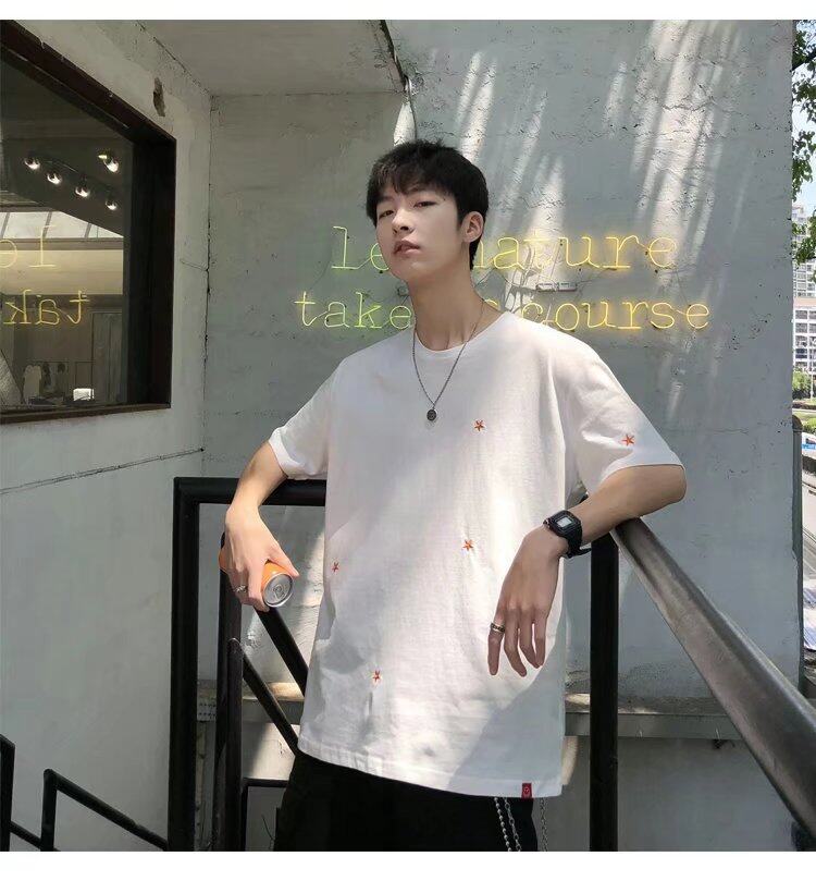 2022 t shirt Men Cotton Korean Style Oversize Short Sleeve Plain Fashion Tops Loose Casual t-shirt