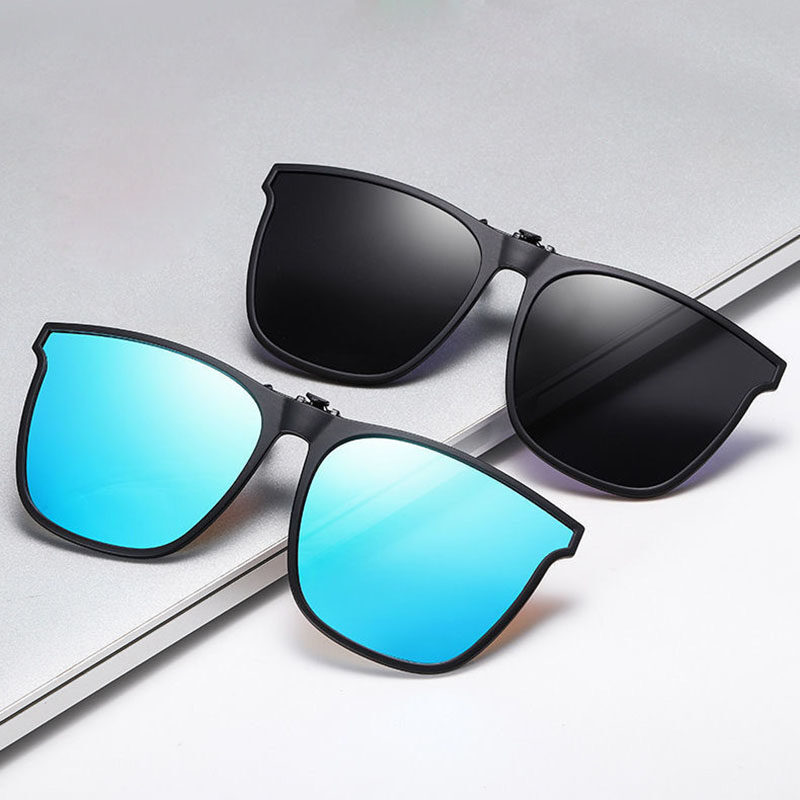 Square Flip Up Polarized Sunglasses Clips Clip On Myopia Glasses Frame Driver Fishing Shortsighted Sunglasses UV400
