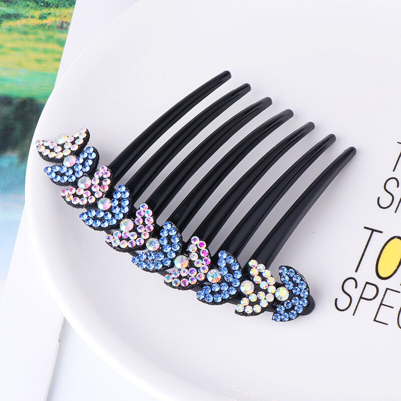 1Pc x Hair Comb Hair Accessories Seven-tooth Insertion Comb Rhinestone Plate Hair Apparatus Large Ponytail Hairpin Jewelry