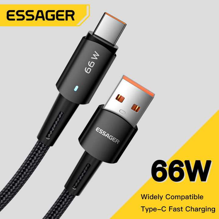 Essager  6A 66W USB Type C Cable Fast Charging Wire For Samsung Xiaomi Redmi Huawei  Mobile Cell Phones Charger Data Cord