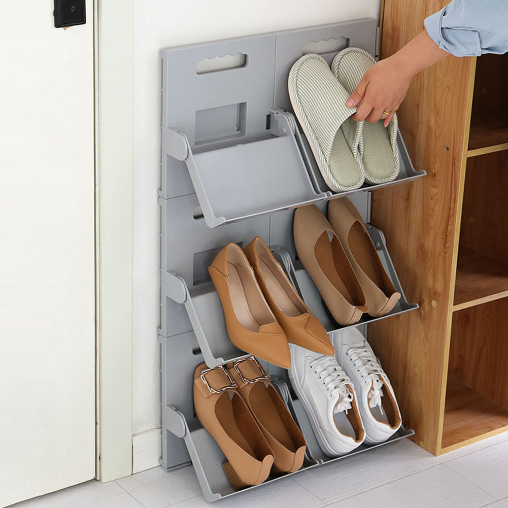 POCO Plastic Vertical Stackable Shoes Rack Space-saving Storage Stand Shelf Organizer